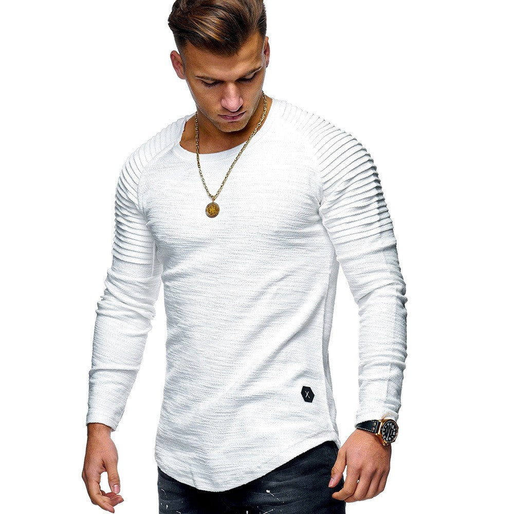 Men's long-sleeve shirt with textured shoulder design Lisslune