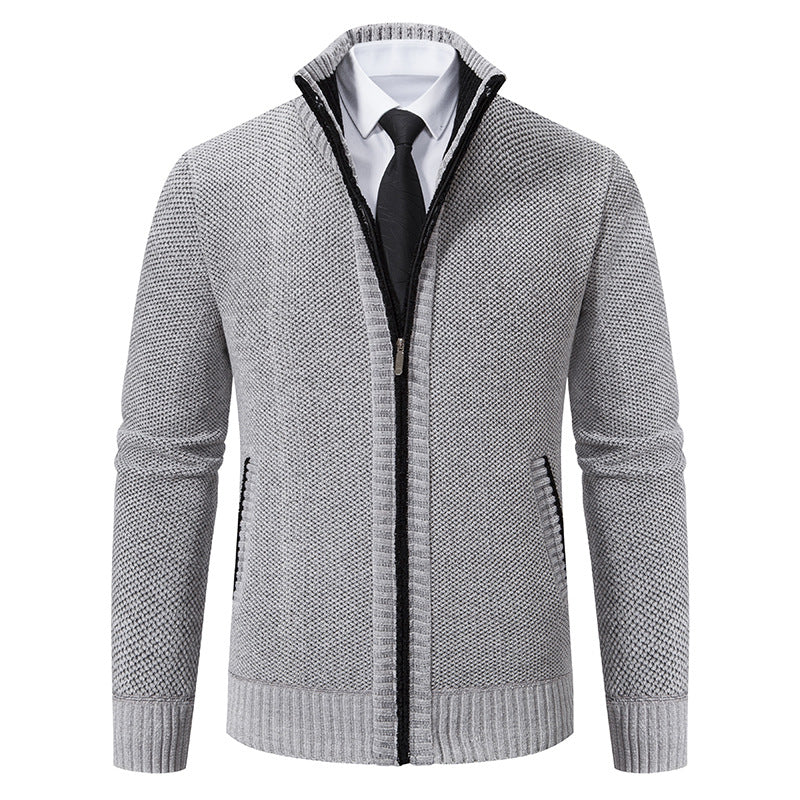 Men's elegant cardigan with modern zipper and high collar Lisslune