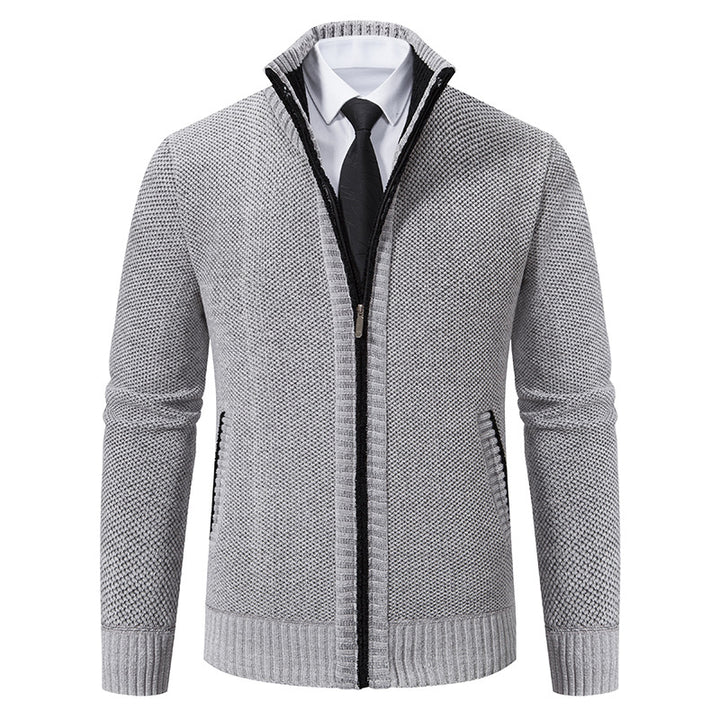 Men's elegant cardigan with modern zipper and high collar Lisslune