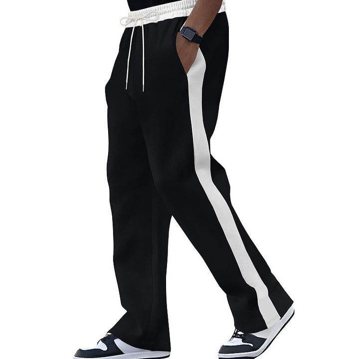 Men's leisure pants with contrasting side stripes and elastic waistband Lisslune