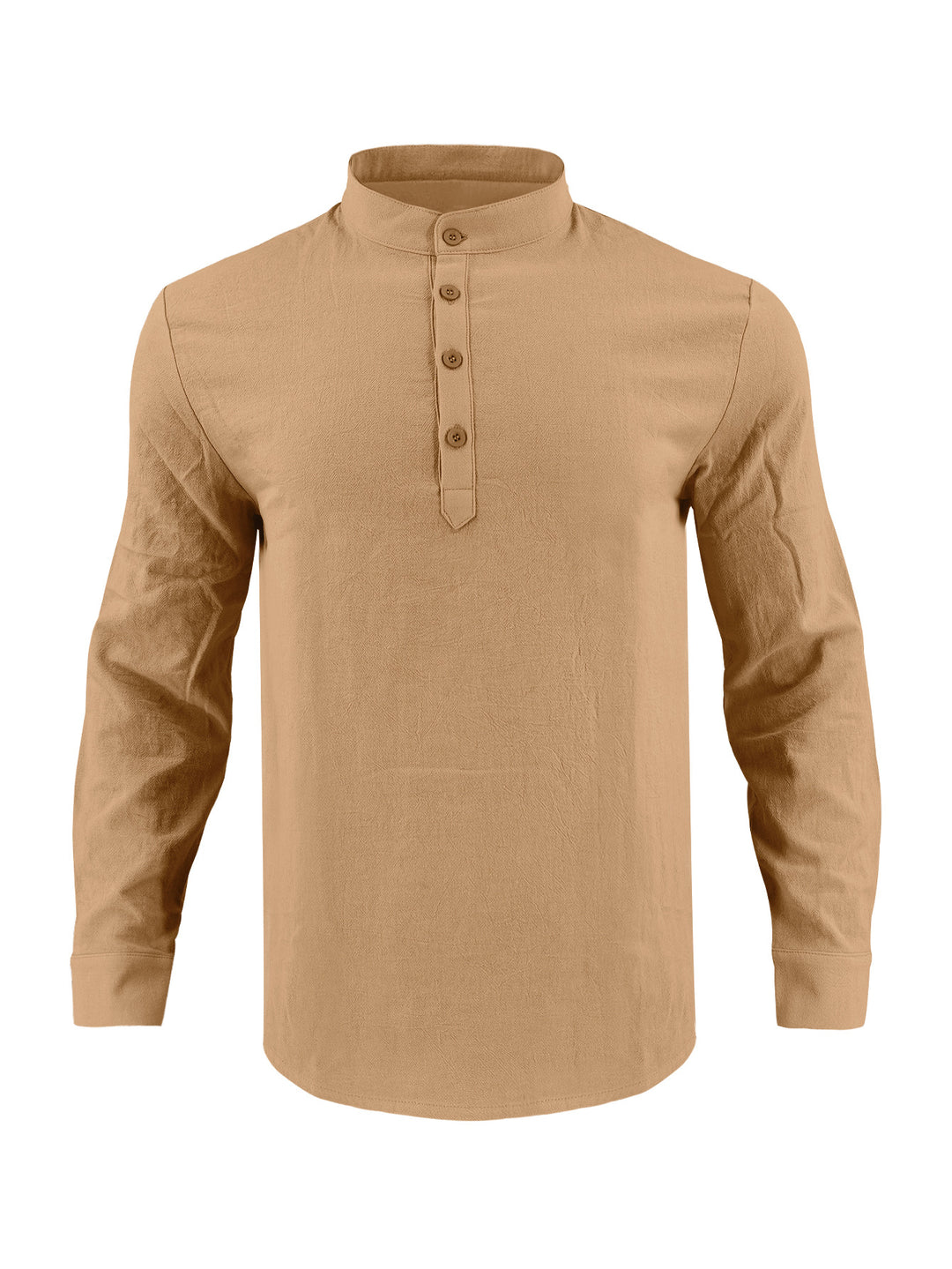 Men's elegant long-sleeve shirt with fashionable standing collar and structured surface Lisslune