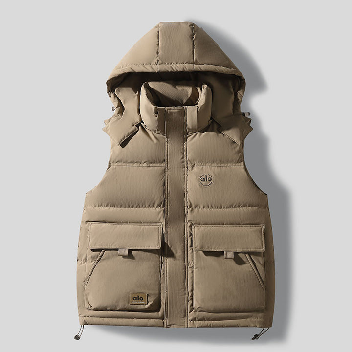Men's Quilted Outdoor Vest with Insulating Hood and Conveniently Integrated Pockets Lisslune
