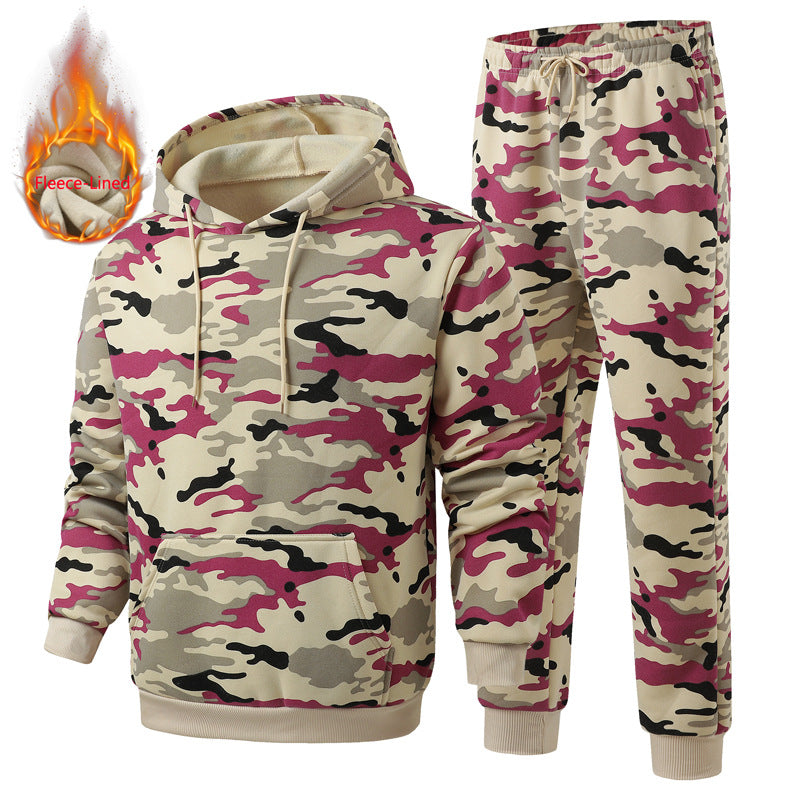 Men's Fleece-Lined Camouflage Tracksuit Lisslune