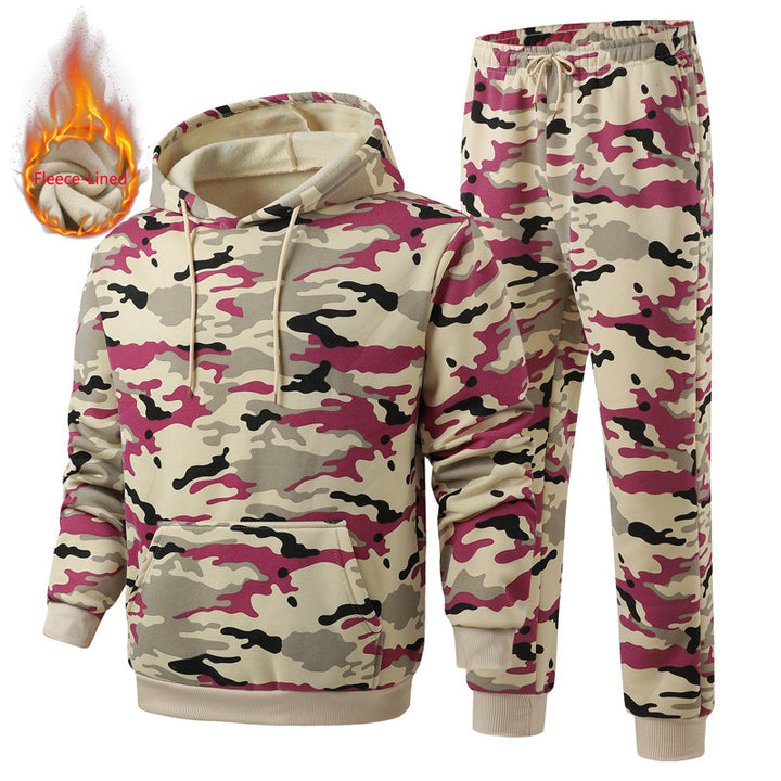 Men's Fleece-Lined Camouflage Tracksuit Lisslune