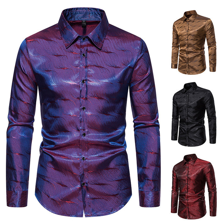 Men's elegant long sleeve shirt with textured surface pattern Lisslune