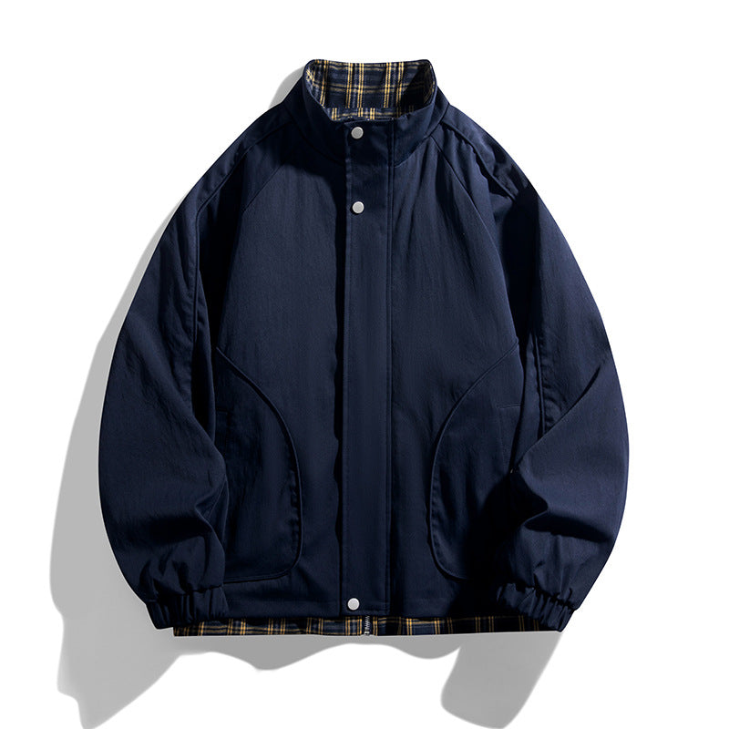 Men's casual transitional jacket with high collar and practical zip pockets Lisslune