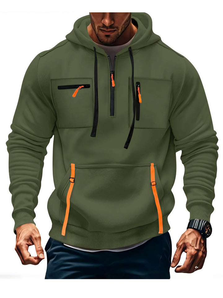 Men's stylish hoodie with functional zippered pockets Lisslune
