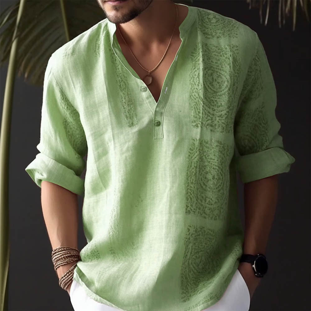 Men's linen shirt with stylish button details Lisslune