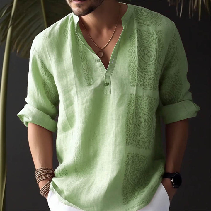 Men's linen shirt with stylish button details Lisslune