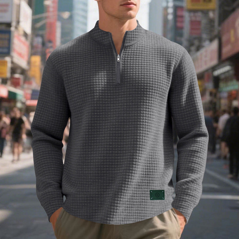 Men's sweater with textured design and high-collar Lisslune