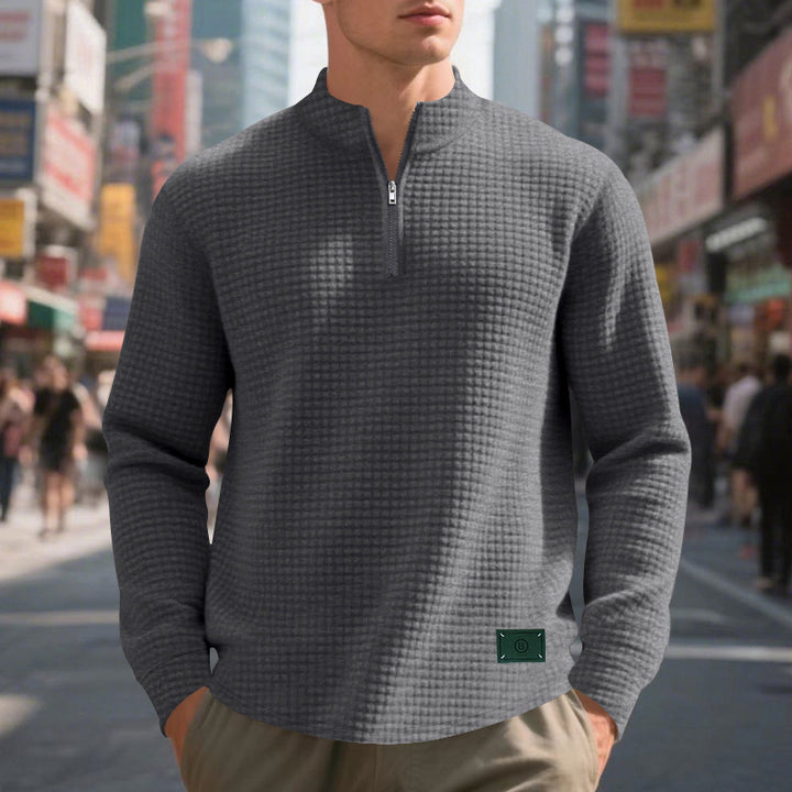 Men's sweater with textured design and high-collar Lisslune