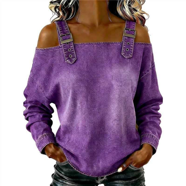 Women's casual sweatshirt with decorative shoulder details Lisslune