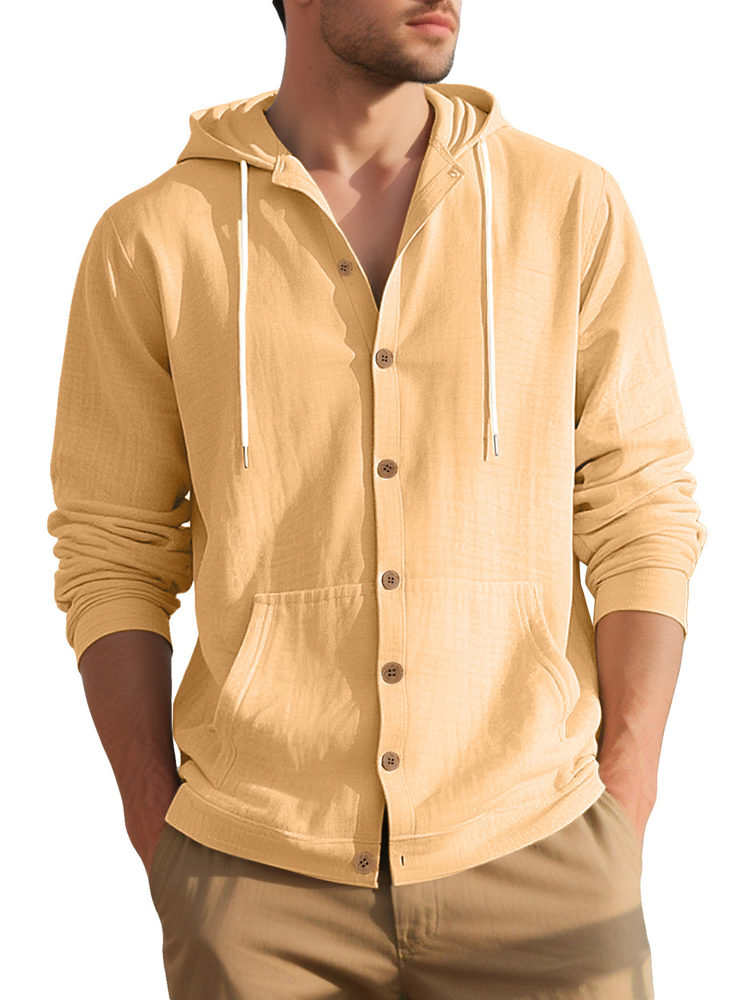 Men's elegant leisure jacket with hood and practical pockets Lisslune