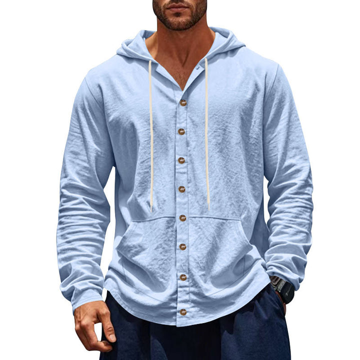 Men's hoodie jacket with button placket and practical pockets Lisslune