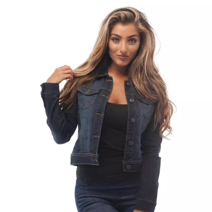Women's classic denim jacket in a stylish cut with button details Lisslune