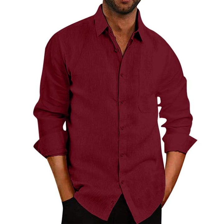 Men's long-sleeve shirt with textured fabric and fashionable button closure Lisslune