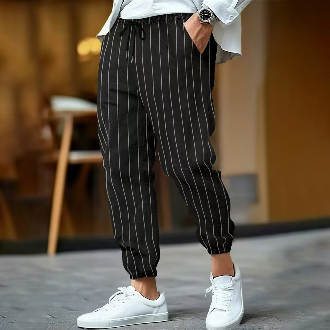 Men's stylish leisure pants with elegant striped pattern Lisslune