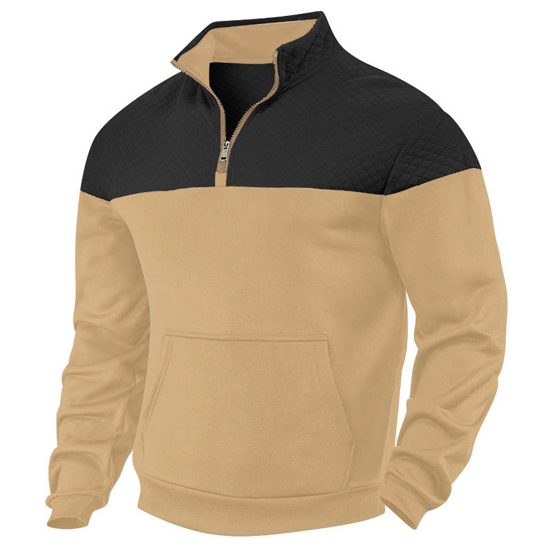 Men's hoodie with zipper and textured outer material Lisslune