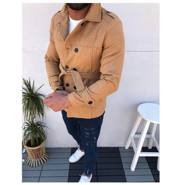 Men's stylish trench coat with double button row and adjustable belt Lisslune
