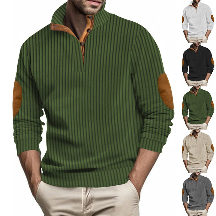 Men's quilted pullover with textured design and contrast patches Lisslune