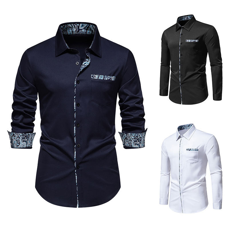 Men's Long Sleeve Shirt with Modern Paisley Design Lisslune