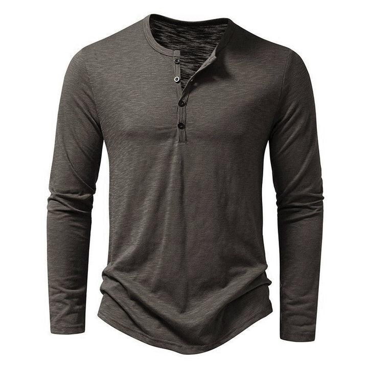Men's long sleeve shirt with fashionable Henley neckline and comfortable fit Lisslune