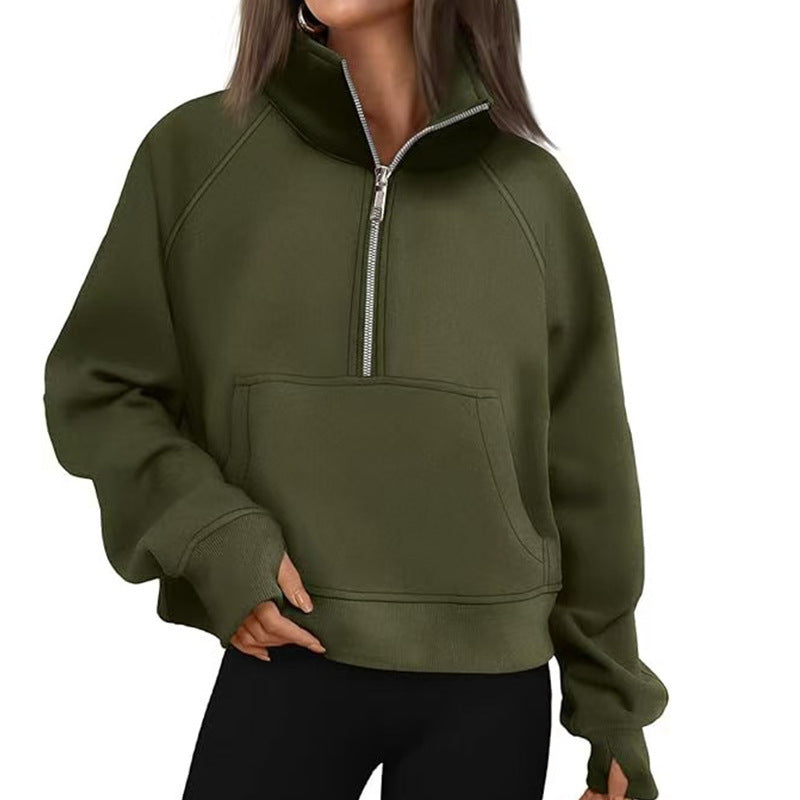 Women's Sporty Hoodie with High Collar Lisslune
