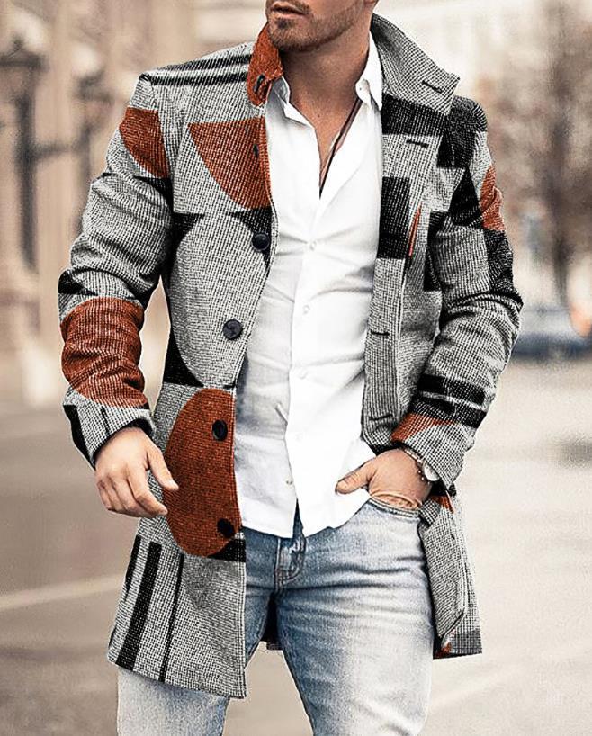 Men's wool coat in modern check design with tailored fit Lisslune
