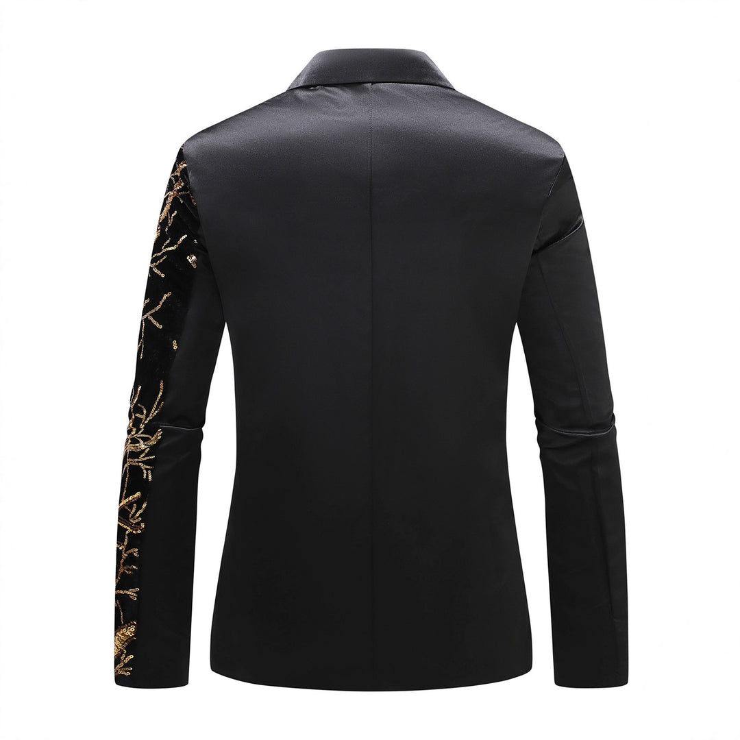 Men's luxurious sequin tuxedo blazer with floral design Lisslune