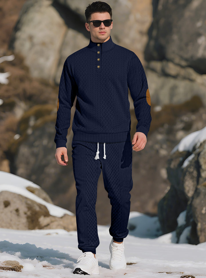 Men's Comfortable Knit Sweater with Stand-Up Collar and Trendy Buttons Lisslune