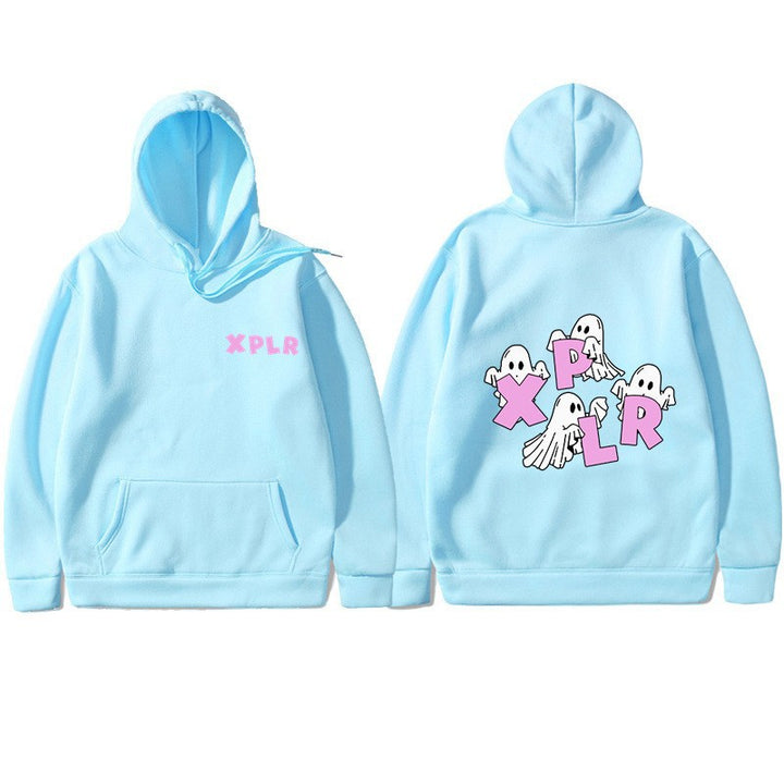 Women's hooded sweatshirt with creative ghost motif and kangaroo pocket Lisslune