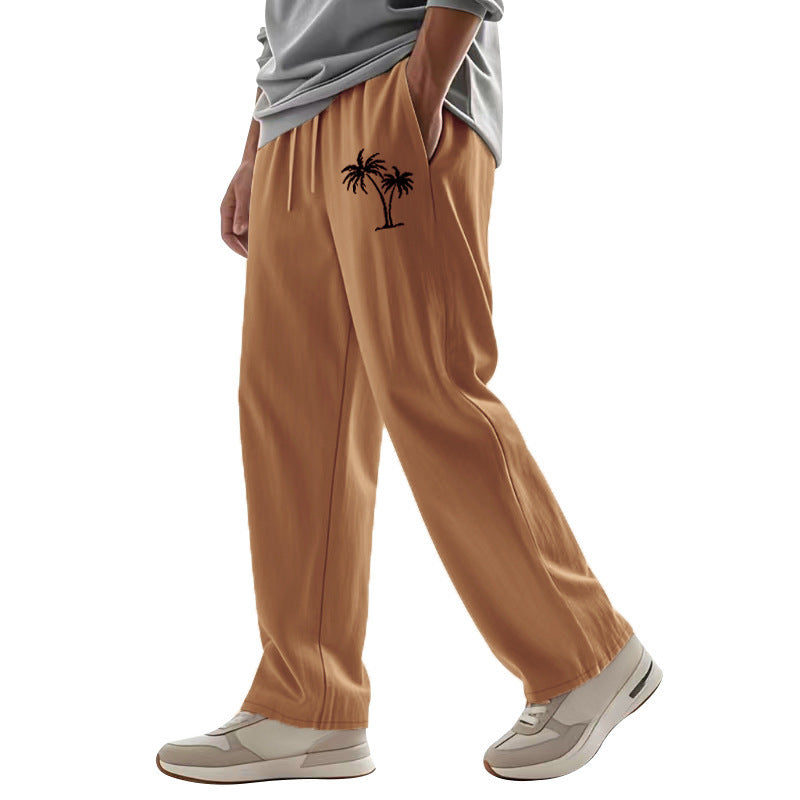 Men's Casual Leisure Pants with Side Logo Print Lisslune