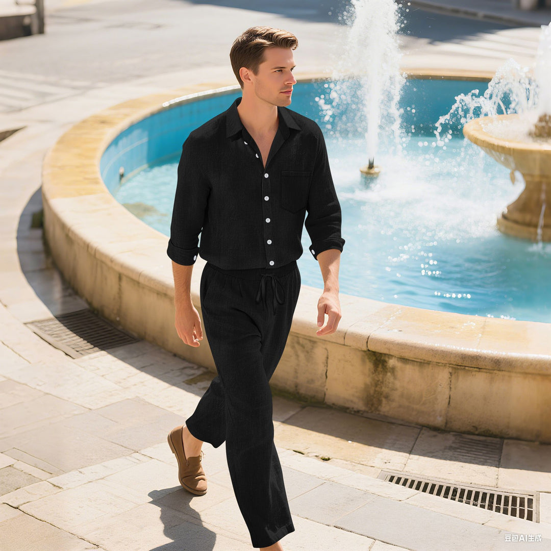 Men's casual pajamas set made of breathable material with elegant design Lisslune