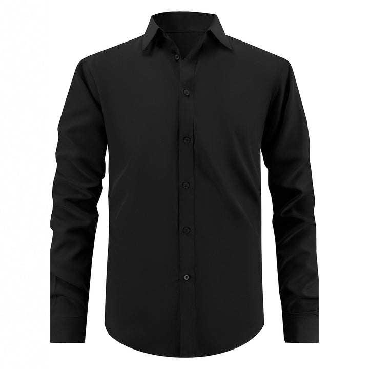 Men's stylish long-sleeve shirt with smooth texture and classic collar Lisslune