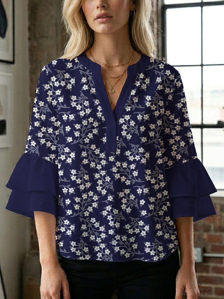 Women's blouse with voluminous sleeves and floral design Lisslune