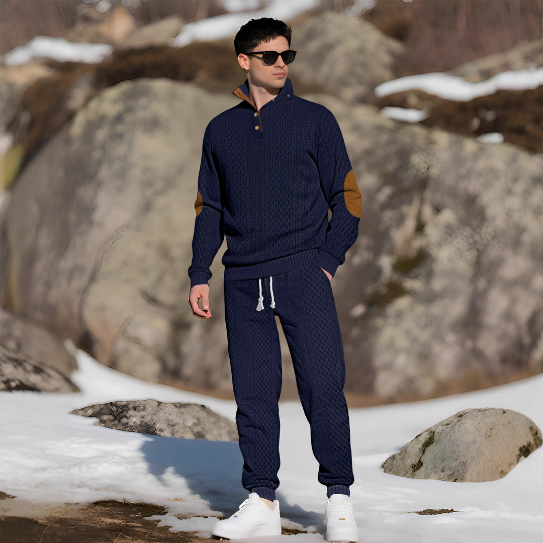Men's Comfortable Knit Sweater with Stand-Up Collar and Trendy Buttons Lisslune