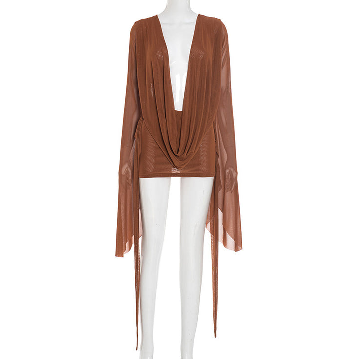 Women's Flowing Kaftan with Wide Sleeves and Deeper Neckline Lisslune