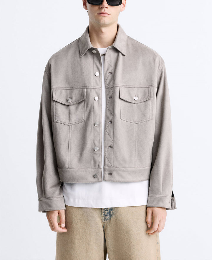Men's casual suede jacket with practical chest pockets and modern cut Lisslune
