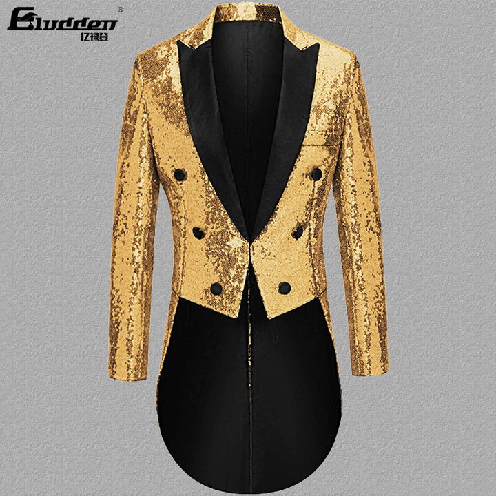 Men's sequin blazer with double button placket and elegant lapels Lisslune