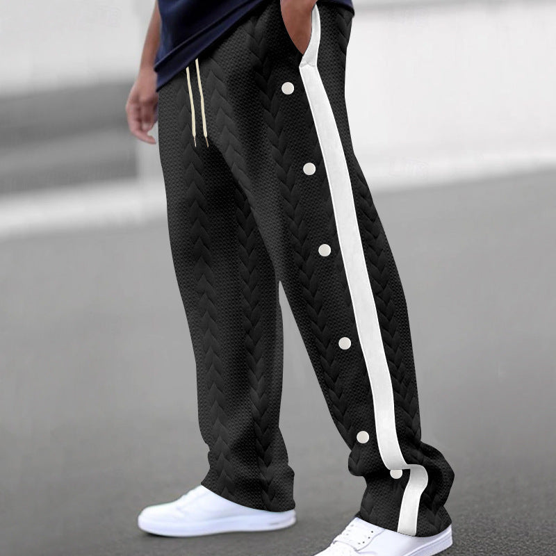Men's breathable jogging pants with side snap buttons and unique knit design Lisslune