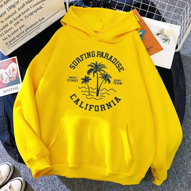 Women's hoodie with casual surf design and high-quality cotton blend Lisslune