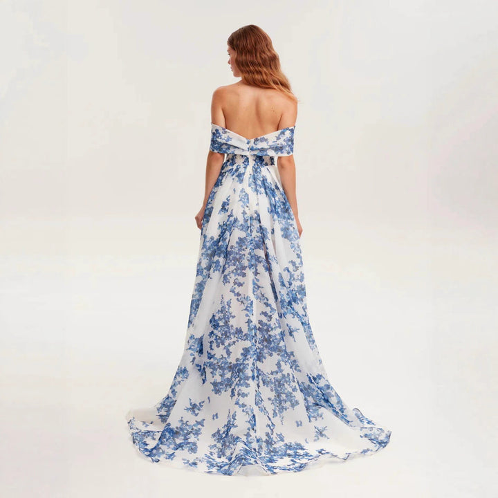 Women's maxi dress made of chiffon with floral pattern Lisslune