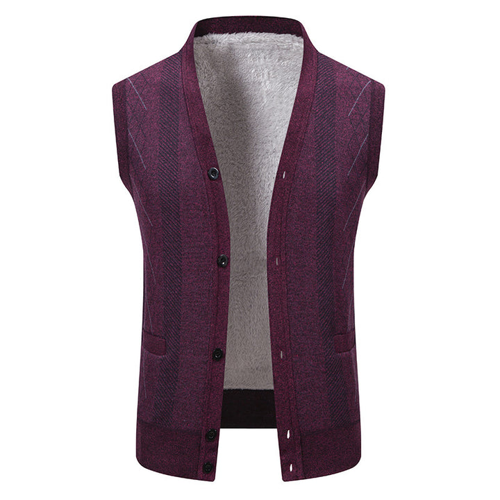 Men's cardigan with classic V-neck and fine cable pattern Lisslune