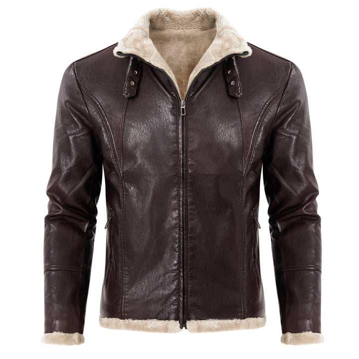 Men's elegant synthetic leather jacket with warm lining Lisslune