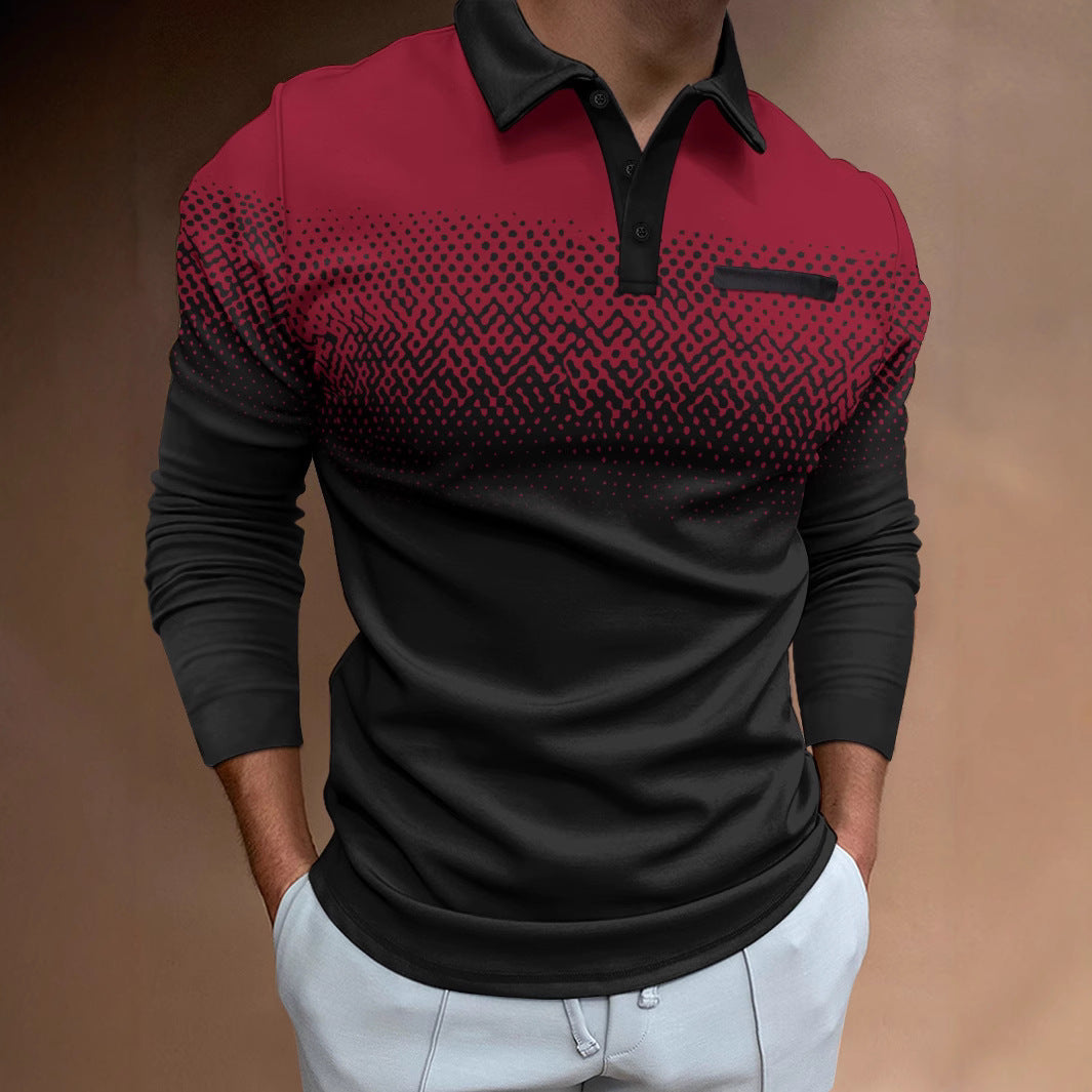Men's polo shirt with modern gradient and stylish contrast details Lisslune