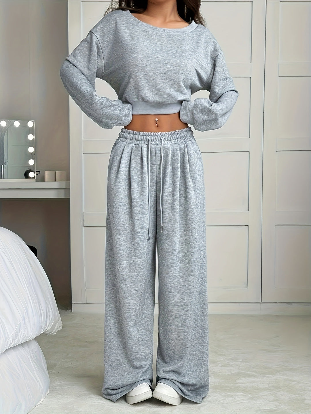Damen Komfortables Lounge-Set mit weitem Schnitt und elastischem Bund Lisslune