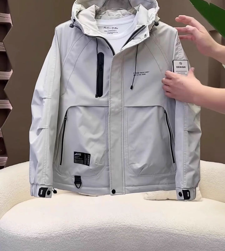 Men's Multifunctional Outdoor Jacket with Insulating Hood and Practical Zipper Lisslune