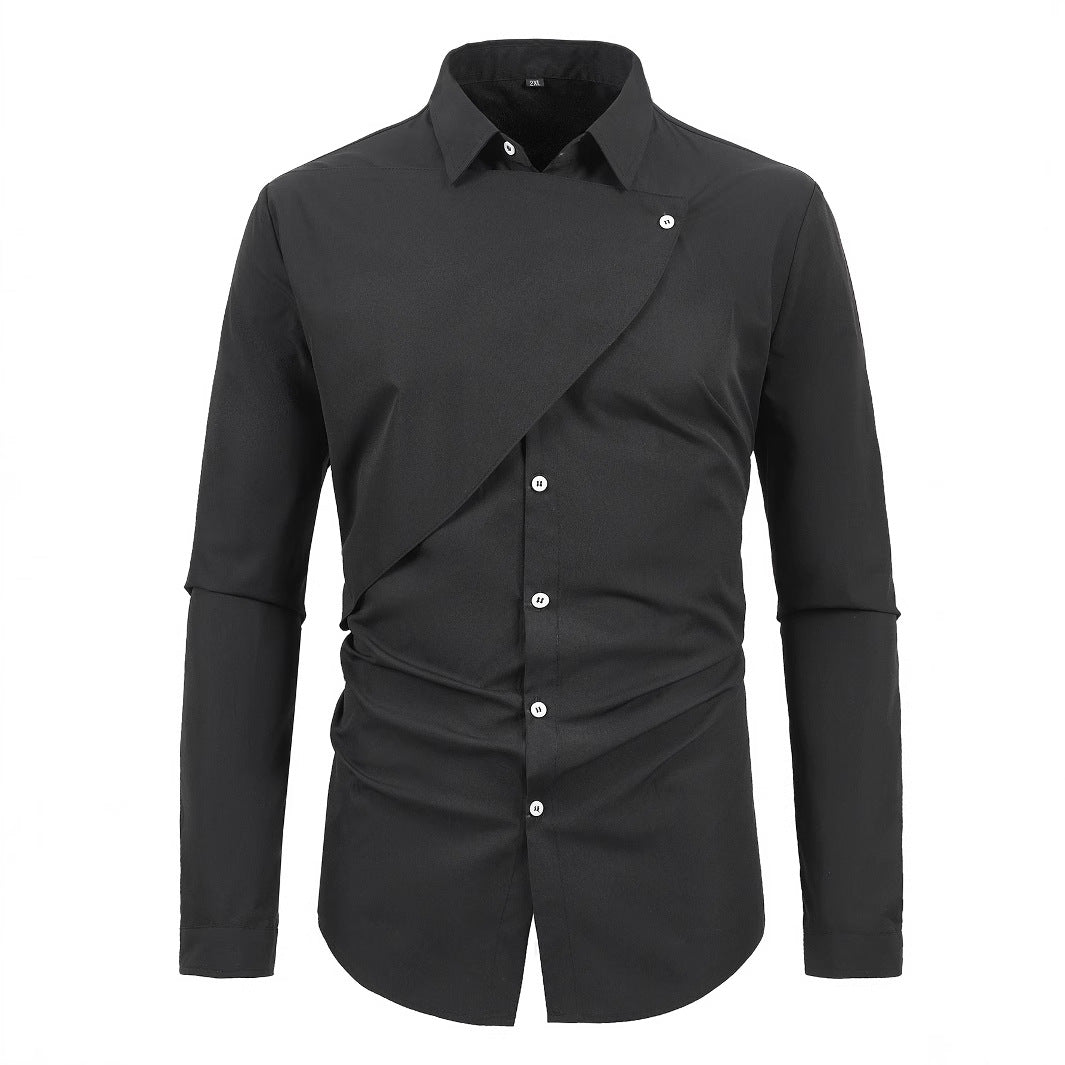 Men's Elegant Short Sleeve Shirt with Asymmetric Design Lisslune