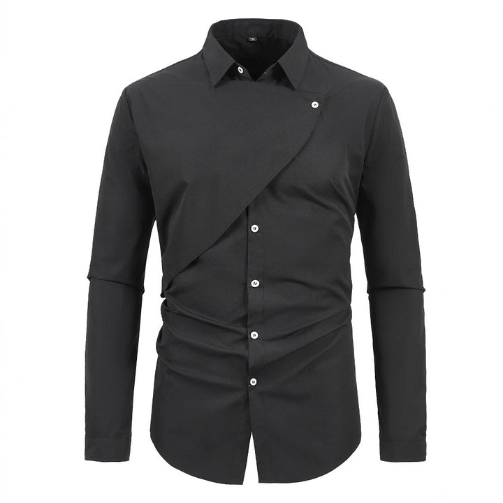 Men's Elegant Short Sleeve Shirt with Asymmetric Design Lisslune