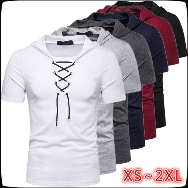 Men's hooded shirt with fashionable lacing design Lisslune
